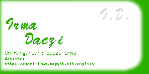 irma daczi business card